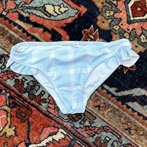 Minnow Swim Blue Plaid Ruffle Bikini Bottom Never Worn Size 9/10